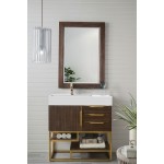 Columbia 36" Single Vanity Coffee Oak Radiant Gold w/ Glossy White Composite Top