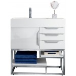 Columbia 36" Single Vanity, Glossy White w/ Glossy White Composite Top