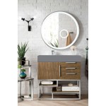 Columbia 36" Single Vanity, Latte Oak w/ Dusk Grey Glossy Composite Top