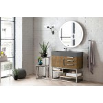 Columbia 36" Single Vanity, Latte Oak w/ Dusk Grey Glossy Composite Top