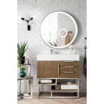 Columbia 36" Single Vanity, Latte Oak w/ Glossy White Composite Top