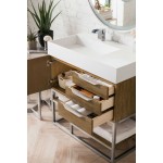 Columbia 36" Single Vanity, Latte Oak w/ Glossy White Composite Top