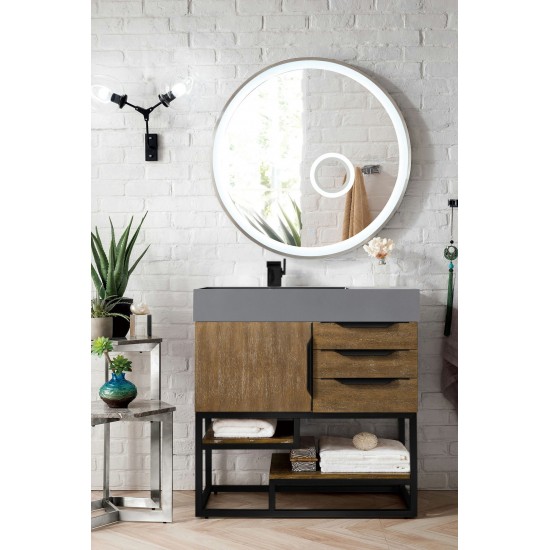 Columbia 36" Single Vanity Latte Oak Black w/Dusk Grey Glossy Composite Top