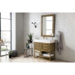 Columbia 36" Single Vanity Latte Oak Radiant Gold w/ Glossy White Composite Top