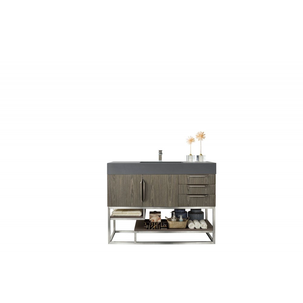 Columbia 48" Single Vanity, Ash Gray w/ Dusk Grey Glossy Composite Top Columbia 48" Single Vanity, Ash Gray w/ Dusk Grey Glossy Composite Top