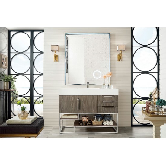 Columbia 48" Single Vanity, Ash Gray w/ Glossy White Composite Top