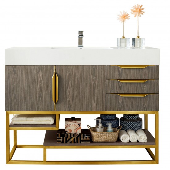 Columbia 48" Single Vanity, Ash Gray, Radiant Gold