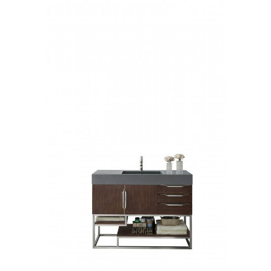 Columbia 48" Single Vanity, Coffee Oak w/ Dusk Grey Glossy Composite Top