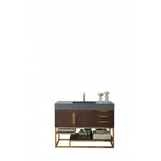 Columbia 48" Single Vanity Coffee Oak Radiant Gold w/Dusk Grey Composite Top