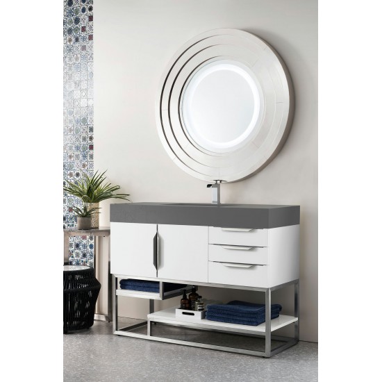 Columbia 48" Single Vanity, Glossy White, w/ Dusk Grey Glossy Composite Top