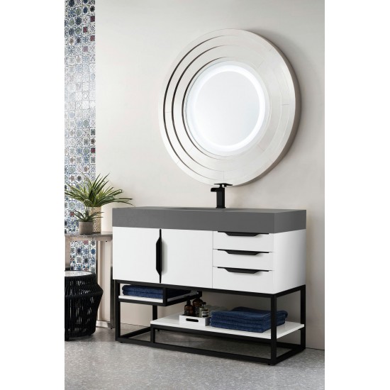 Columbia 48" Single Vanity Glossy White Black w/Dusk Grey Glossy Composite Top