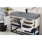 Columbia 48" Single Vanity Glossy White Black w/Dusk Grey Glossy Composite Top
