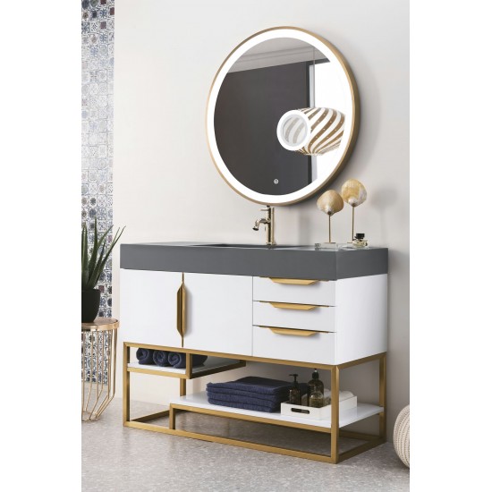 Columbia 48" Single Vanity White Radiant Gold w/Dusk Grey Composite Top