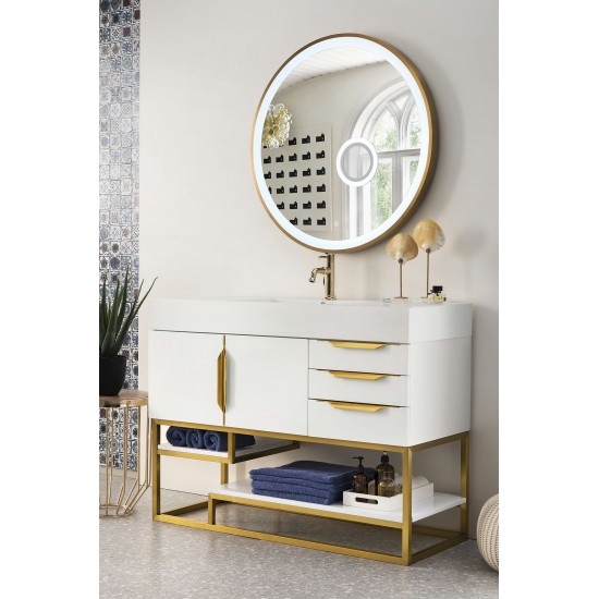 Columbia 48" Single Vanity White Radiant Gold w/ White Composite Top