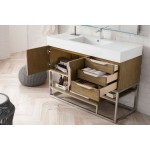 Columbia 48" Single Vanity, Latte Oak w/ Glossy White Composite Top