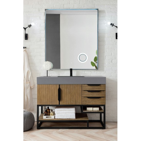 Columbia 48" Single Vanity Latte Oak Black w/Dusk Grey Glossy Composite Top