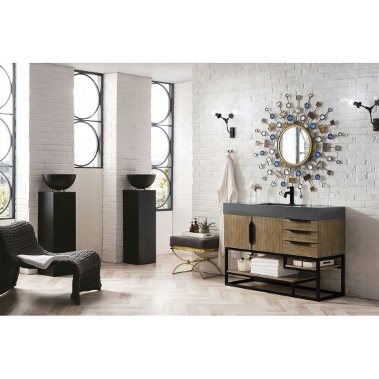 Columbia 48" Single Vanity Latte Oak Black w/Dusk Grey Glossy Composite Top