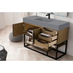 Columbia 48" Single Vanity Latte Oak Black w/Dusk Grey Glossy Composite Top