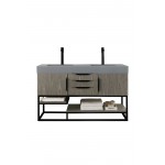 Columbia 59" Double Vanity Ash Gray Matte Black w/Dusk Grey Glossy Composite Top