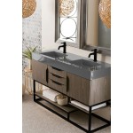 Columbia 59" Double Vanity Ash Gray Matte Black w/Dusk Grey Glossy Composite Top