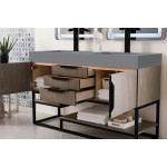 Columbia 59" Double Vanity Ash Gray Matte Black w/Dusk Grey Glossy Composite Top