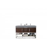 Columbia 59" Double Vanity, Coffee Oak w/ Dusk Grey Glossy Composite Top