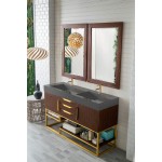 Columbia 59" Double Vanity Coffee Oak Radiant Gold w/Dusk Grey Composite Top