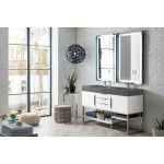 Columbia 59" Double Vanity, Glossy White w/ Dusk Grey Glossy Composite Top