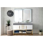 Columbia 59" Double Vanity White Radiant Gold w/Dusk Grey Composite Top