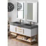 Columbia 59" Double Vanity White Radiant Gold w/Dusk Grey Composite Top