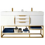 Columbia 59" Double Vanity White Radiant Gold w/ White Composite Top