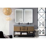 Columbia 59" Double Vanity Latte Oak Black w/Dusk Grey Glossy Composite Top