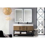 Columbia 59" Double Vanity, Latte Oak, Matte Black w/ Glossy White Composite Top