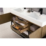 Columbia 59" Double Vanity, Latte Oak, Matte Black w/ Glossy White Composite Top