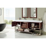 Columbia 72" Double Vanity, Coffee Oak w/ Glossy White Composite Top