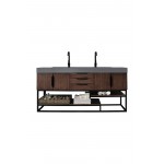 Columbia 72" Double Vanity Coffee Oak Black w/Dusk Grey Glossy Composite Top