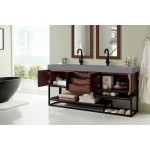 Columbia 72" Double Vanity Coffee Oak Black w/Dusk Grey Glossy Composite Top