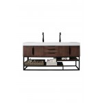 Columbia 72" Double Vanity Coffee Oak Matte Black w/ Glossy White Composite Top