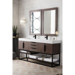 Columbia 72" Double Vanity Coffee Oak Matte Black w/ Glossy White Composite Top