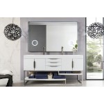 Columbia 72" Double Vanity, Glossy White w/ Glossy White Composite Top