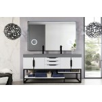 Columbia 72" Double Vanity Glossy White Black w/Dusk Grey Glossy Composite Top