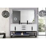 Columbia 72" Double Vanity Glossy White Matte Black w/Glossy White Composite Top