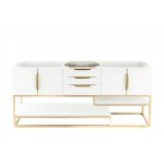 Columbia 72" Double Vanity, Glossy White, Radiant Gold