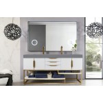 Columbia 72" Double Vanity White Radiant Gold w/Dusk Grey Composite Top