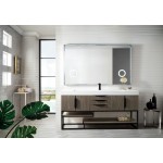 Columbia 72" Single Vanity, Ash Gray, Matte Black w/ Glossy White Composite Top