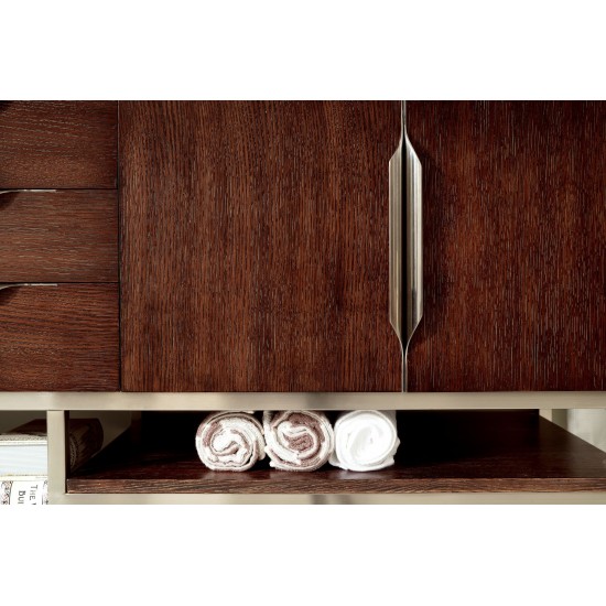 Columbia 72" Single Vanity, Coffee Oak w/ Dusk Grey Glossy Composite Top