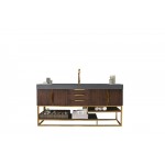 Columbia 72" Single Vanity Coffee Oak Radiant Gold w/Dusk Grey Composite Top