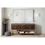 Columbia 72" Single Vanity Coffee Oak Radiant Gold w/Dusk Grey Composite Top