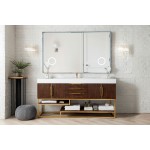 Columbia 72" Single Vanity Coffee Oak Radiant Gold w/ Glossy White Composite Top