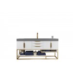 Columbia 72" Single Vanity White Radiant Gold w/Dusk Grey Composite Top
